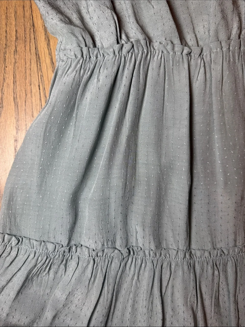 Storia Womens Light Blue Tiered V-Neck Ruffled Dress with Detailed Buttons Sz S